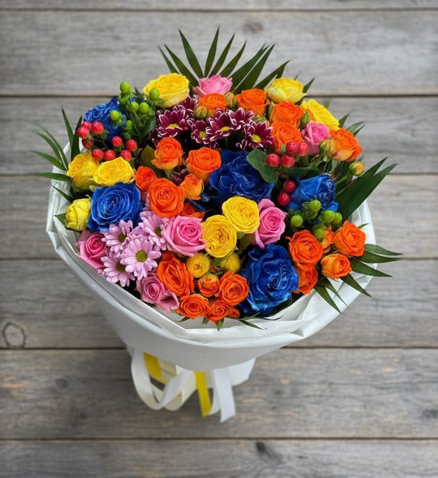 Букет цветов из: Розы и Хризантемы в Магнитогорске