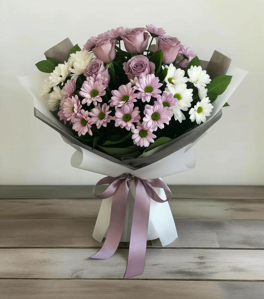 Букет цветов из: Хризантемы и Розы в Магнитогорске