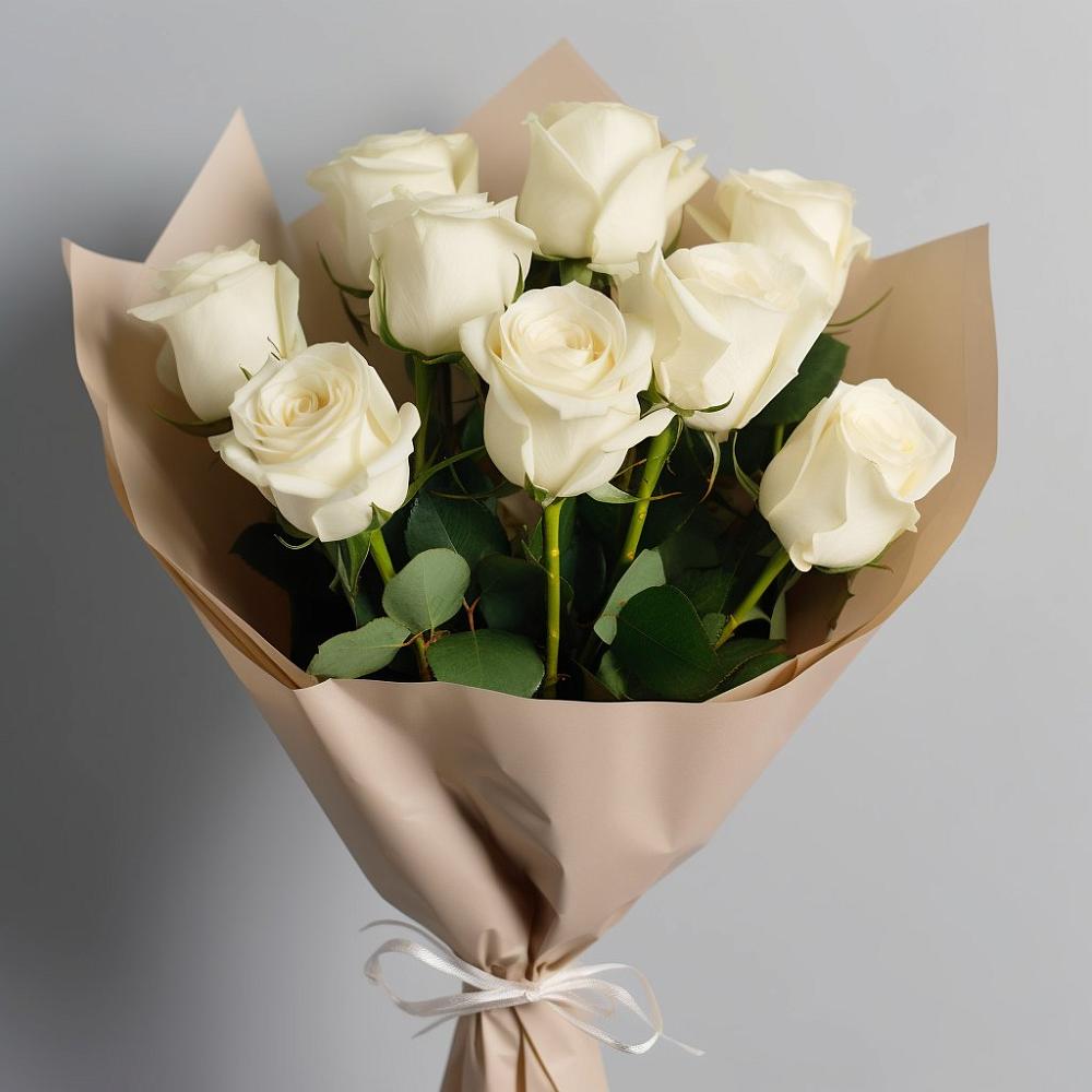 Букет 9 Белых роз Эдлесс Лав в Магнитогорске