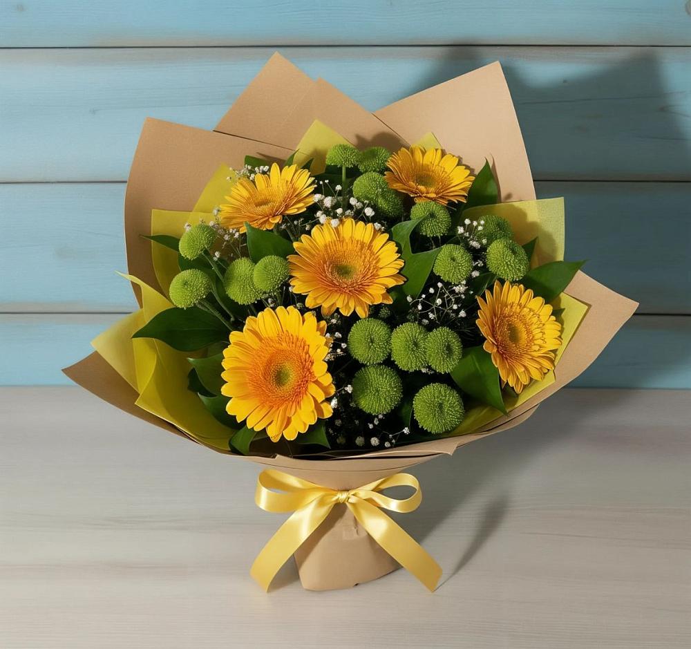 Букет цветов из: Герберы и Хризантемы в Магнитогорске