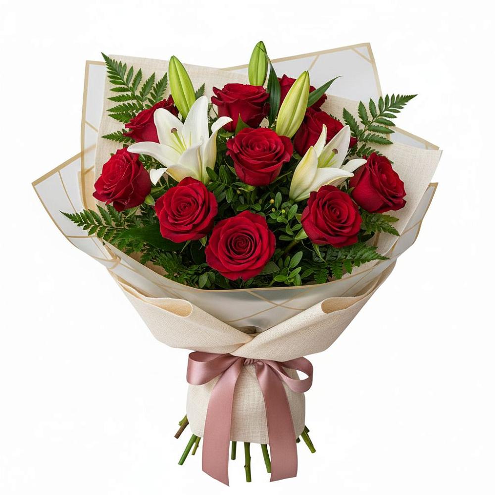 Букет цветов из: Лилии и Розы в Магнитогорске