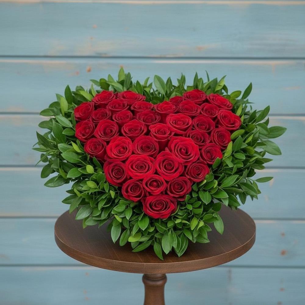 Цветочная композиция из Розы в виде сердца в Магнитогорске