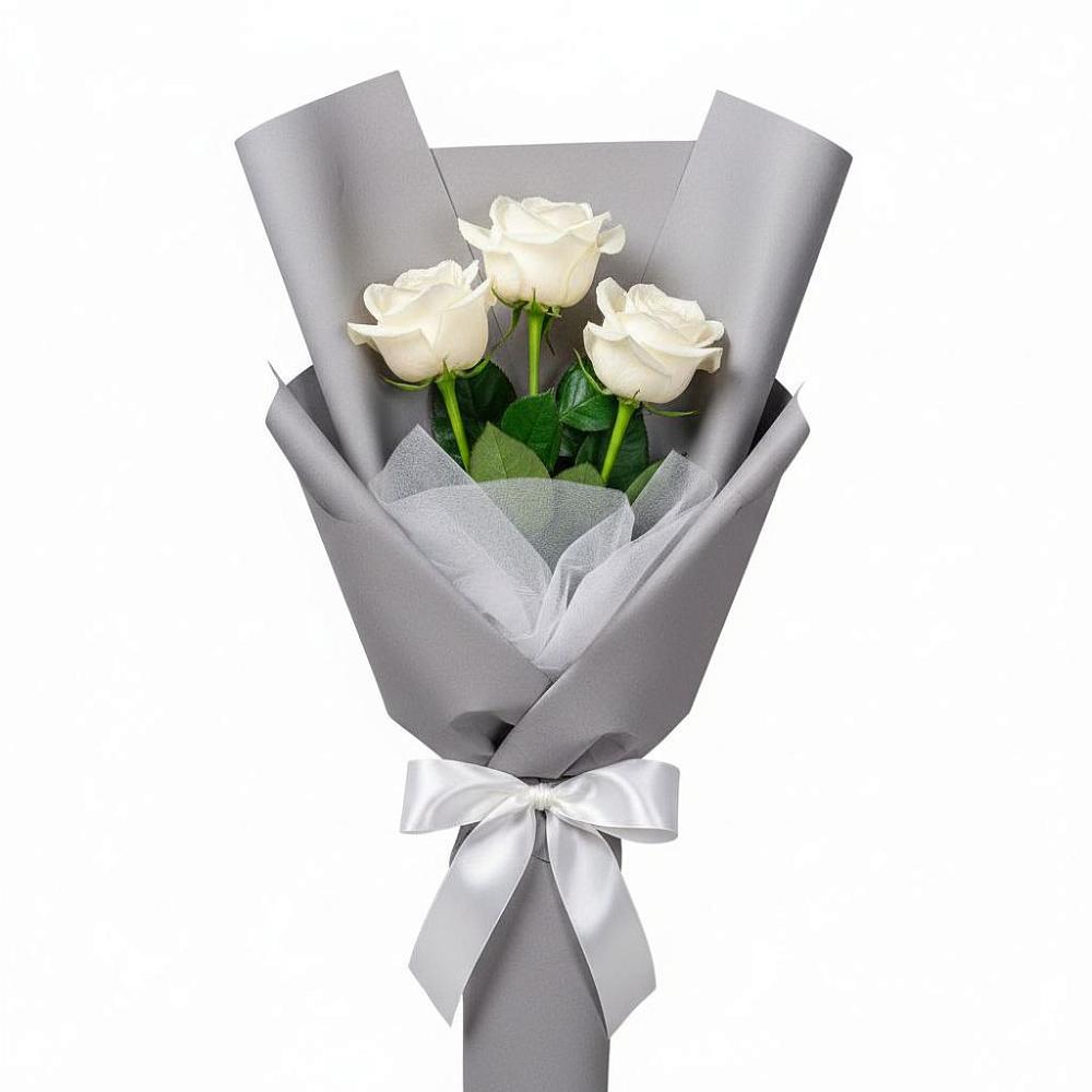 Букет 3 белые розы в Магнитогорске