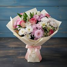 Букет цветов из:  Хризантемы, Альстромерии и Розы #REPLACE_PRED# Магнитогорске