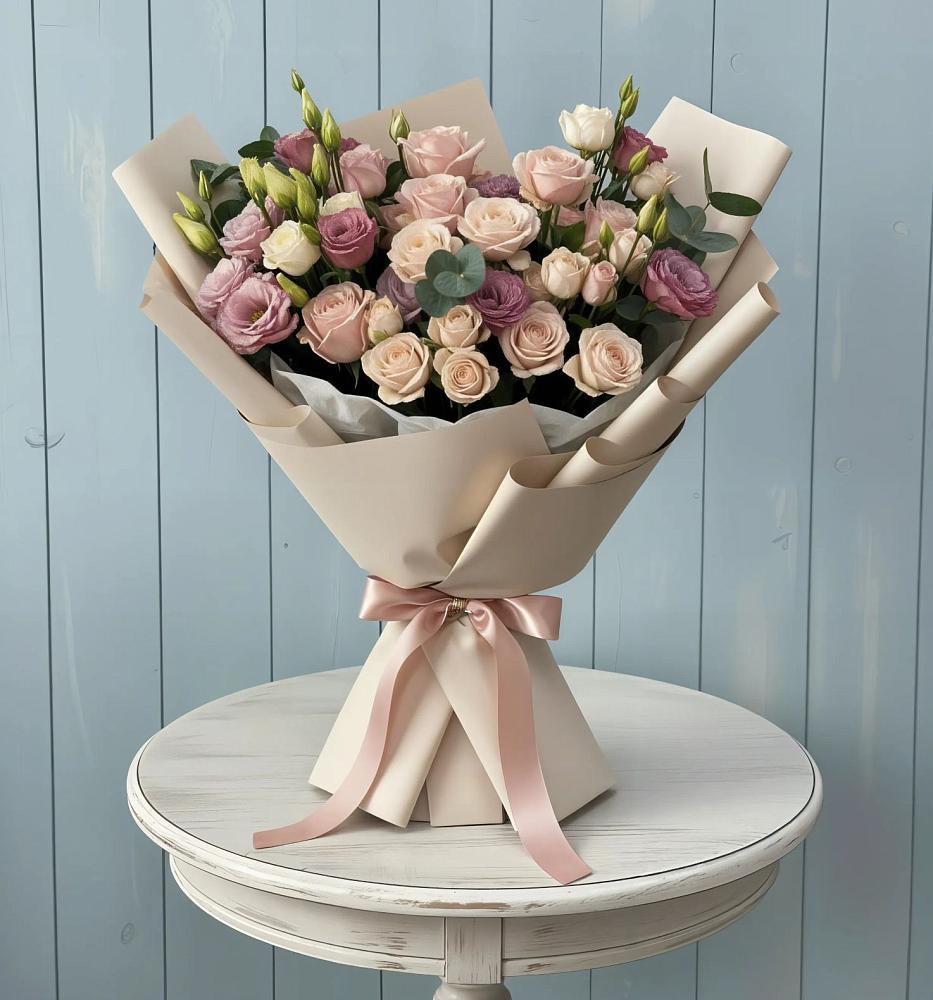 Букет цветов из: Розы и Лизиантусы в Магнитогорске