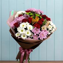 Букет цветов из:  Розы, Хризантемы и Альстромерии в Магнитогорске