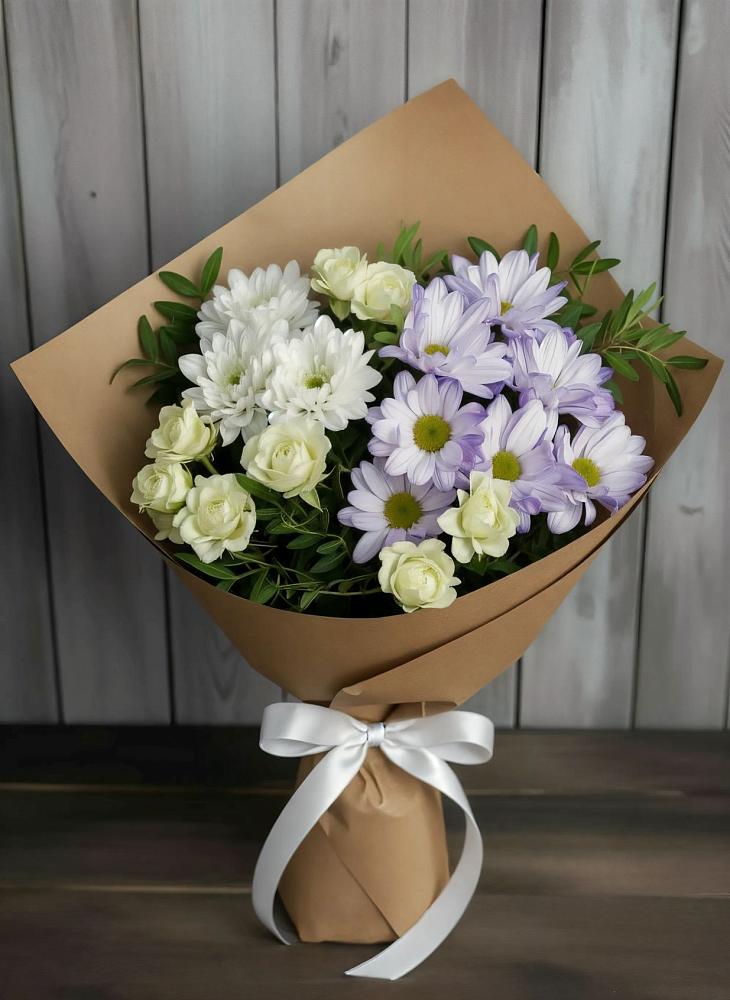 Букет цветов из: Хризантемы и Розы в Магнитогорске